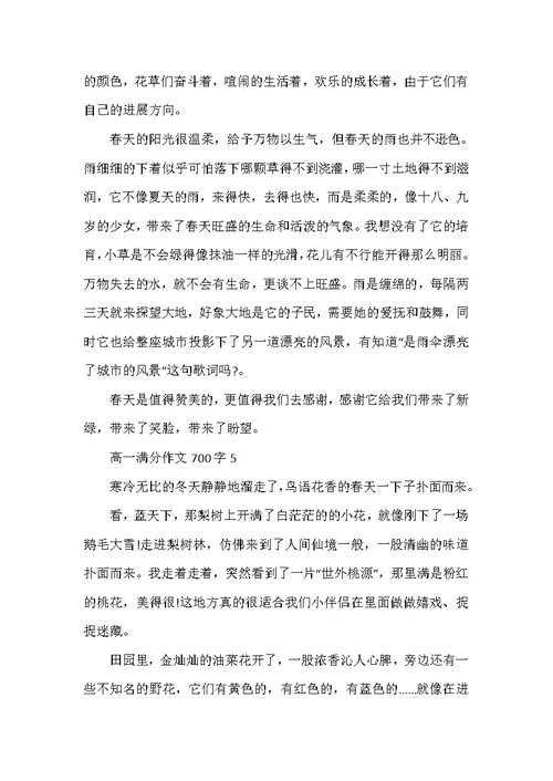 高一满分作文700字