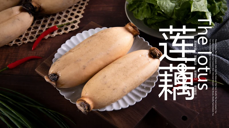 时尚杂志风莲藕美食餐饮产品介绍PPT模板