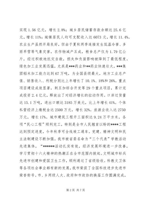 在全市各界人士春节团拜会上的讲话.docx