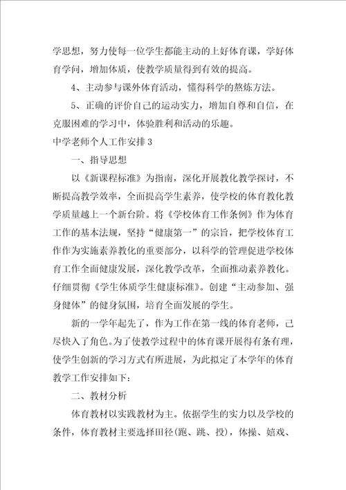 中学教师个人工作计划五篇参考