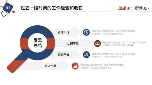 简约红蓝几何风个人述职报告工作汇报总结自我介绍ppt模板