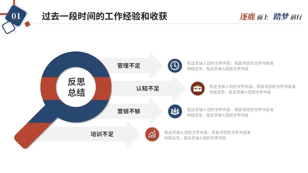 简约红蓝几何风个人述职报告工作汇报总结自我介绍ppt模板