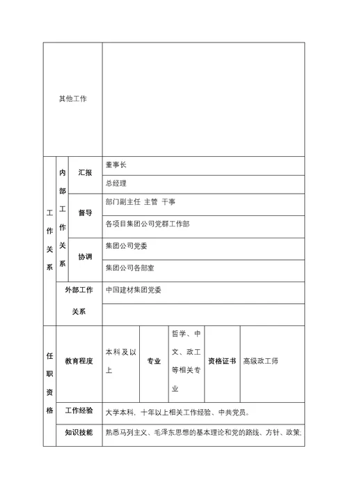 党群工作部职责