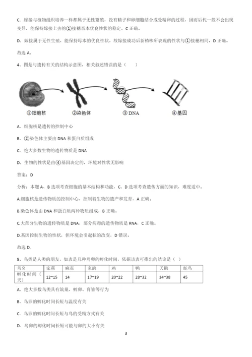 洛阳市初中生物八年级下册第七单元生物圈中生命的延续和发展知识汇总笔记.docx
