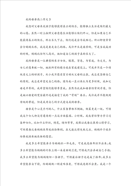 我的母亲高二作文范例