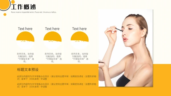 黄色杂志风美妆行业工作汇报通用PPT模板