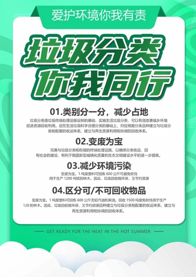 绿色简约垃圾分类宣传海报word模板
