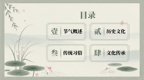 浅绿色中国风白露节气的历史文化习俗介绍PPT模板