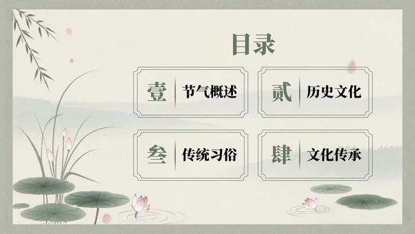 浅绿色中国风白露节气的历史文化习俗介绍PPT模板
