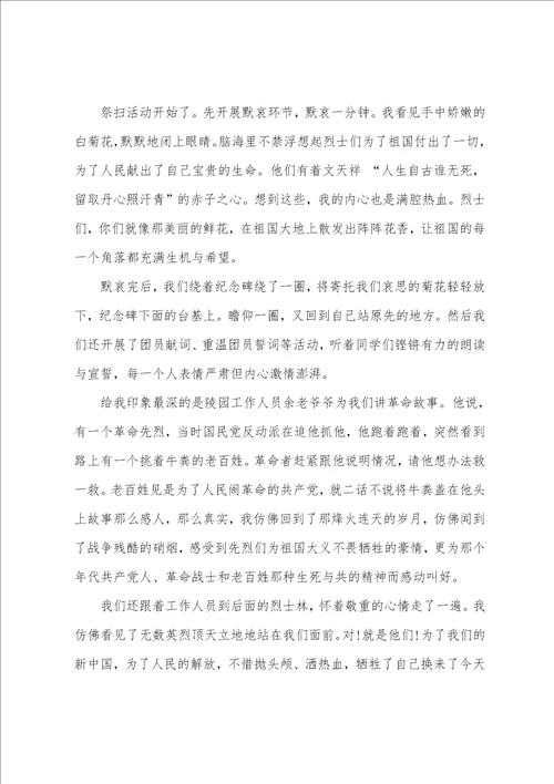 2023清明节活动个人心得感悟500字5篇