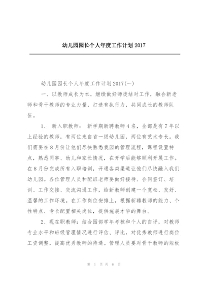 幼儿园园长个人年度工作计划2017.docx