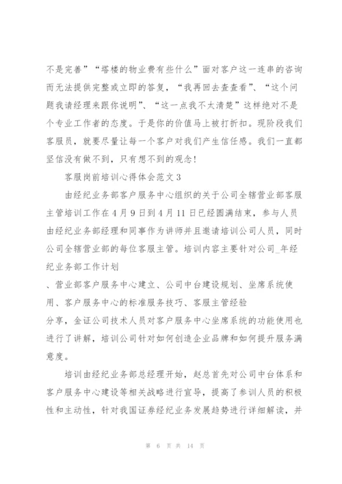 客服岗前培训心得体会范文.docx