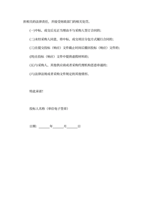 投标人资格承诺