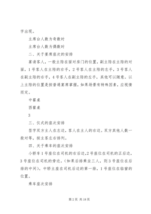 接待工作会议座次安排常识.docx