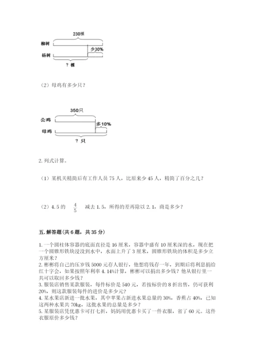 苏教版六年级下册数学期中测试卷及参考答案（培优a卷）.docx