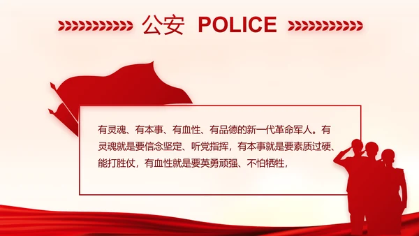 红色大气公安警察派出所演讲动态PPT
