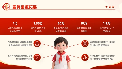 红色卡通风百年征程谱华章：七一建党节PPT模板