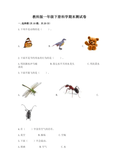 教科版一年级下册科学期末测试卷精品（全优）.docx