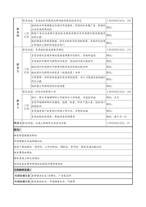市场调研科经理岗位新版说明书.docx