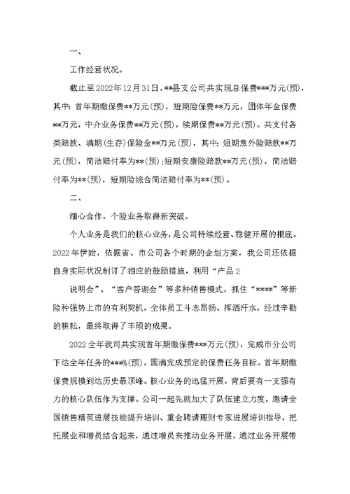 保险销售年终个人工作总结范文