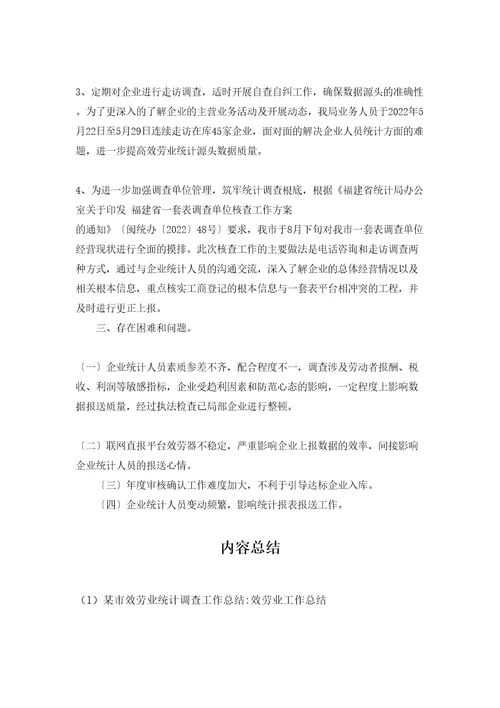 某市服务业统计调查工作总结服务业工作总结