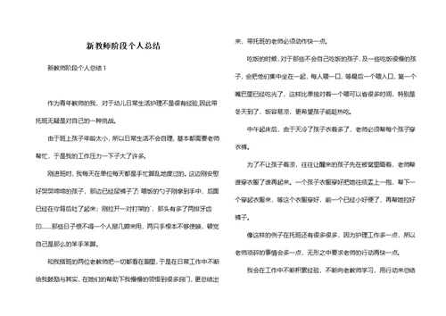 新教师阶段个人总结