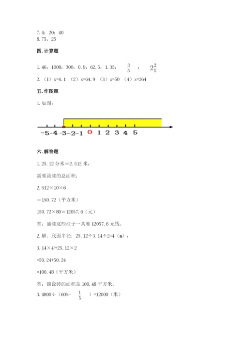 小学六年级下册数学期末测试卷带答案下载.docx