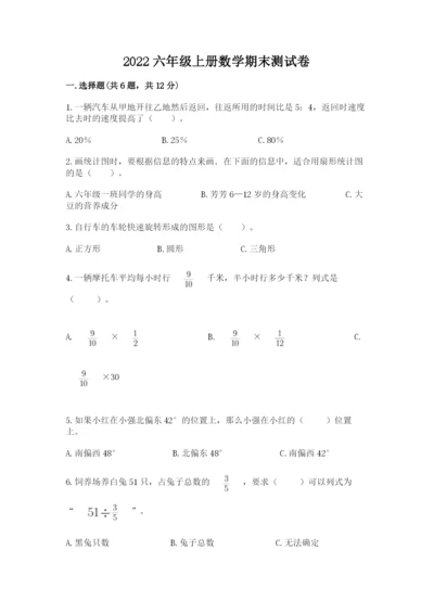 2022六年级上册数学期末测试卷（典优）word版.docx