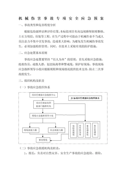 机械伤害事故专项安全应急预案