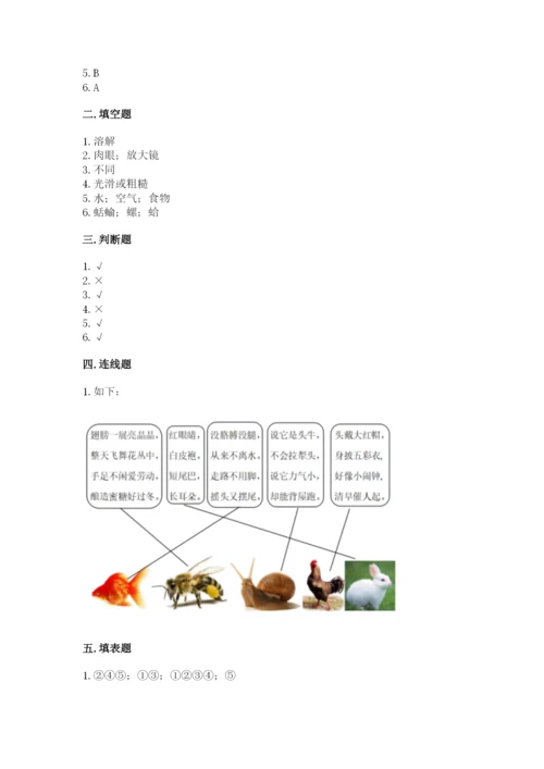 教科版小学科学一年级下册期末测试卷及答案【网校专用】.docx