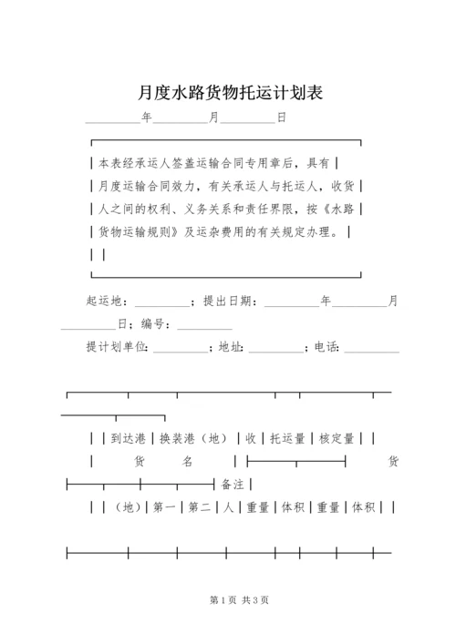 月度水路货物托运计划表 (6).docx