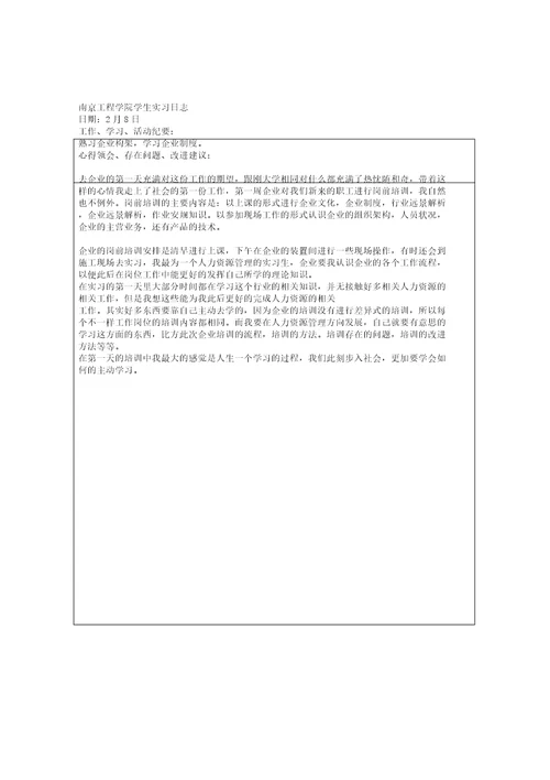 人力资源管理专业实习日记
