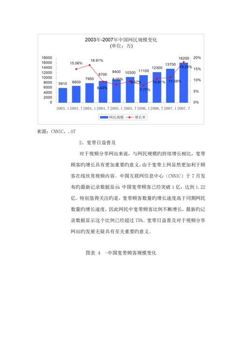 中国视频分享网站市场专题研究报告.docx