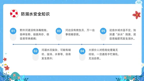 蓝色卡通防溺水主题班会PPT课件防溺水安全教育