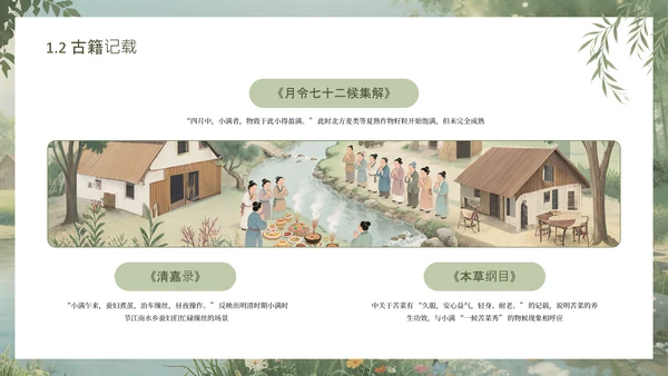 绿色手绘中国传统二十四节气之小满课件PPT模板