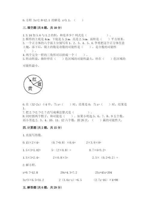 人教版五年级上册数学期末测试卷附答案【轻巧夺冠】.docx