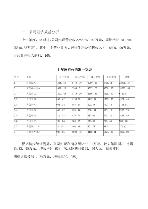 模板大包围项目投资分析计划书参考方案