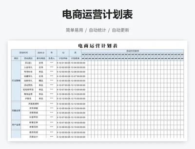 电商运营计划表