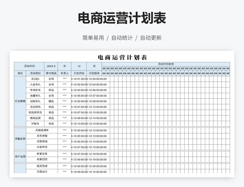 电商运营计划表