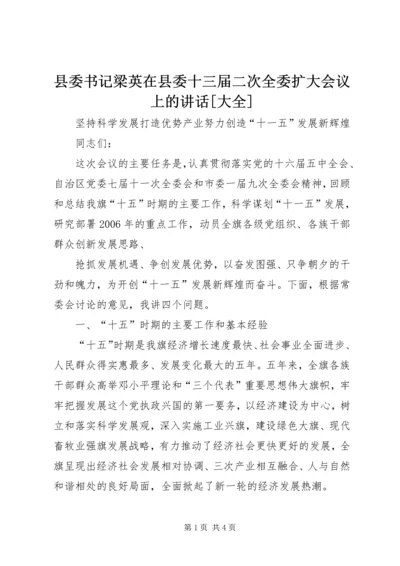 县委书记梁英在县委十三届二次全委扩大会议上的讲话[大全] (2).docx