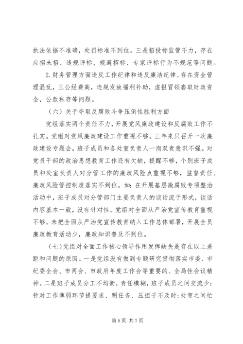 市委巡察组关于巡察市发改委党组的巡察报告.docx