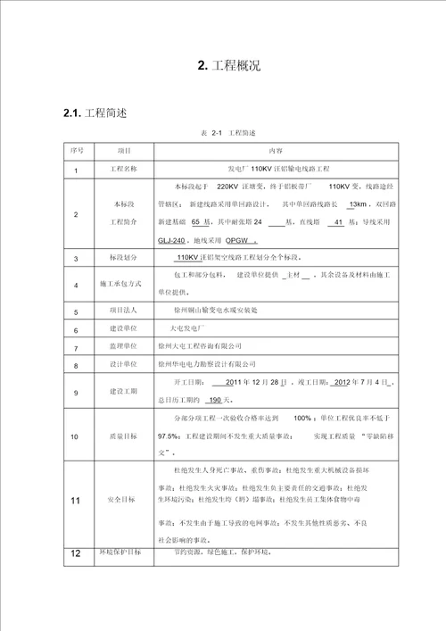 发电厂架空线路工程施工方案