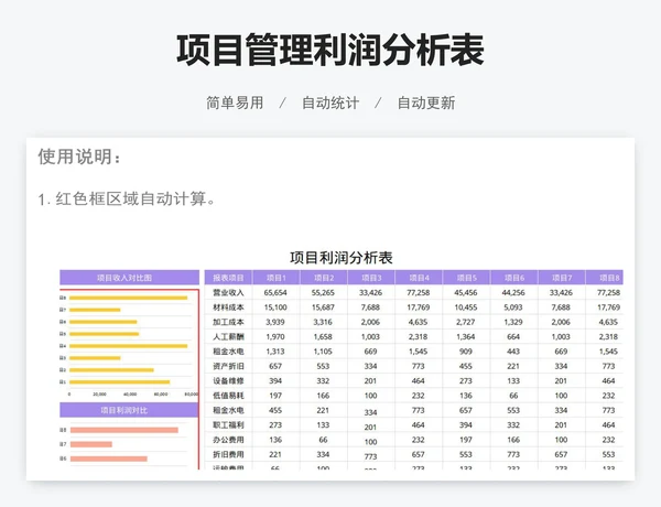 项目管理利润分析表