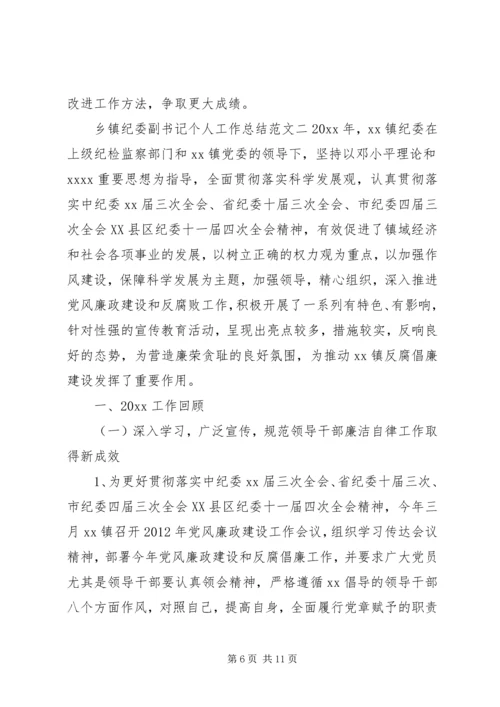 乡镇纪委副书记个人工作总结范文.docx