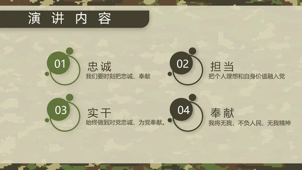 迷彩风八一军事部队军人述职报告动态PPT模板