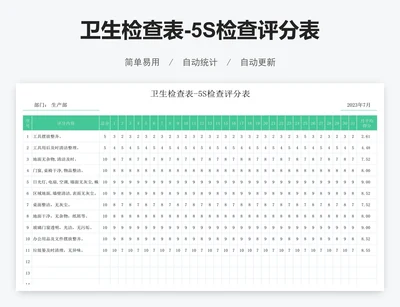 卫生检查表-5S检查评分表