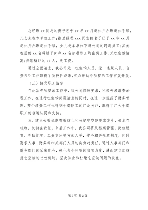 关于“吃空饷”问题专项治理工作的自查报告.docx