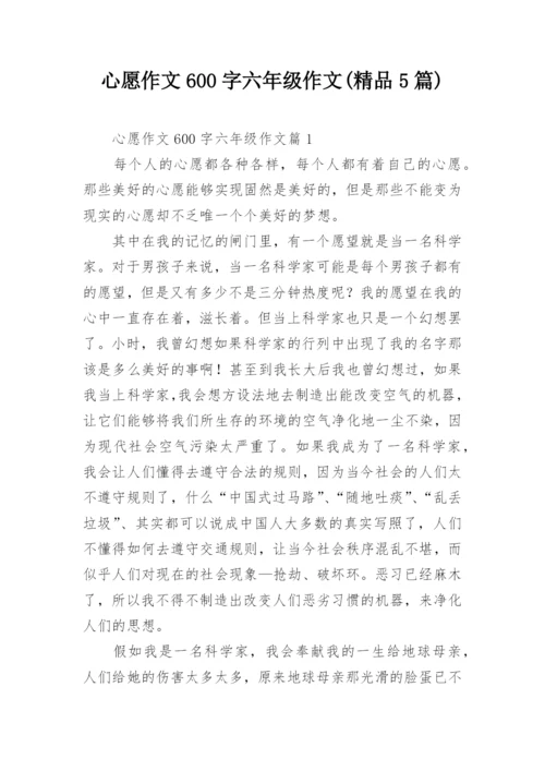 心愿作文600字六年级作文(精品5篇).docx