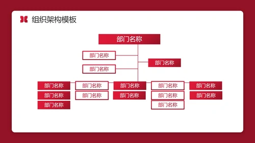 红色实景简约商务公司企业组织架构图PPT模板