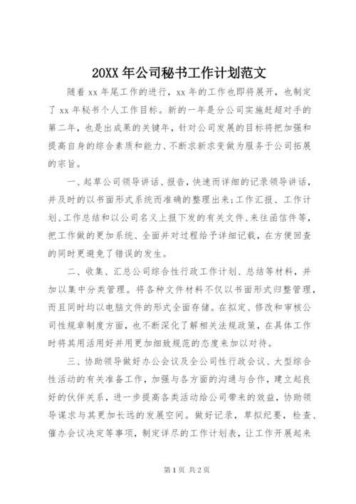 某年公司秘书工作计划范文.docx